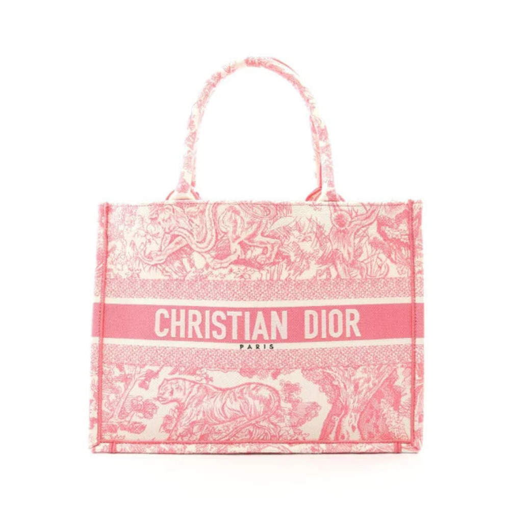 Christian Dior BOOK TOTE Bag Canvas Pink White